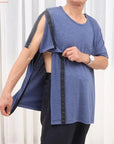 Full Tear-Away Short Sleeve Medical Access Shirt – Post-Surgery & Chemo Port Access