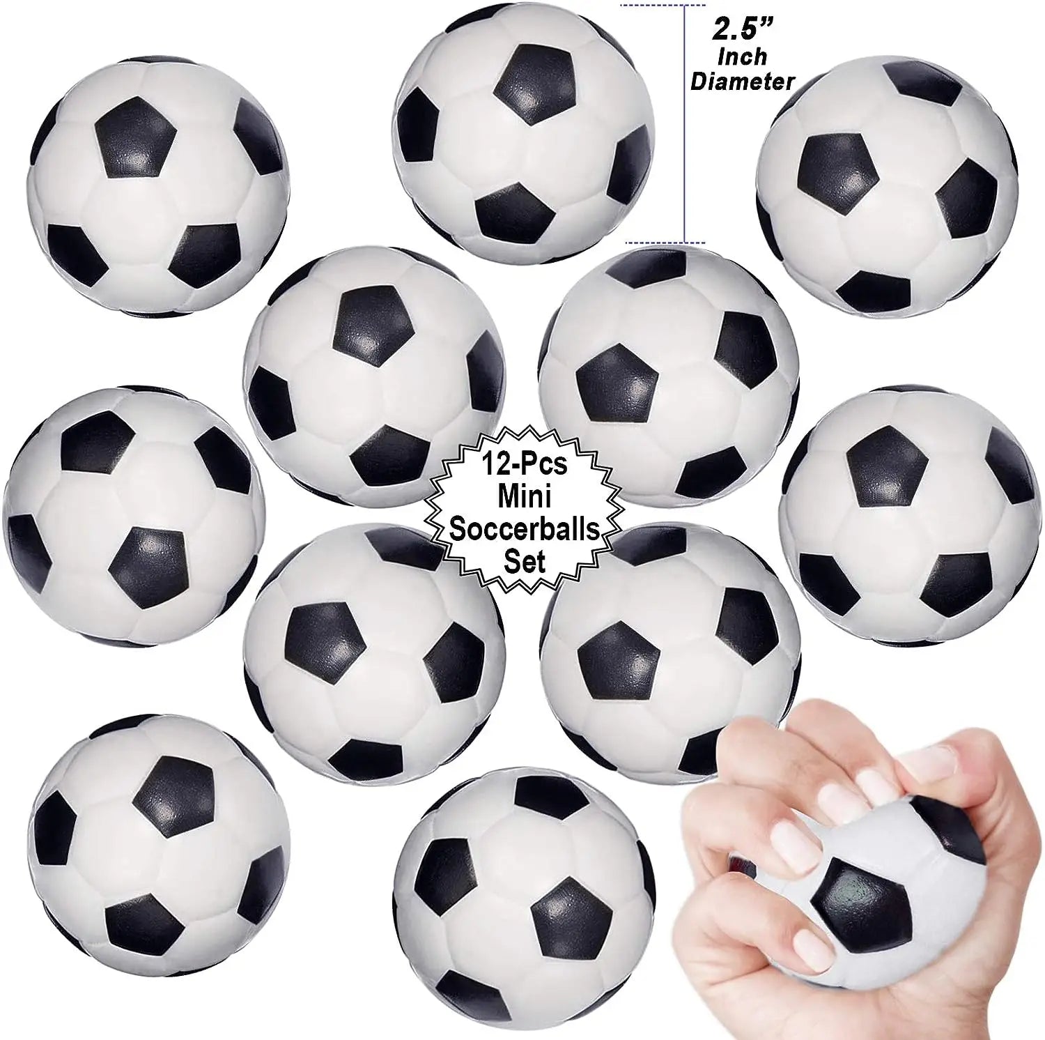 12-Pack Mini Foam Soccer Stress Balls – Party Favors &amp; Stress Relief