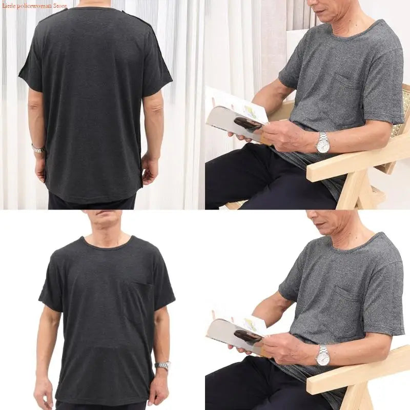 Full Tear-Away Short Sleeve Medical Access Shirt – Post-Surgery &amp; Chemo Port Access